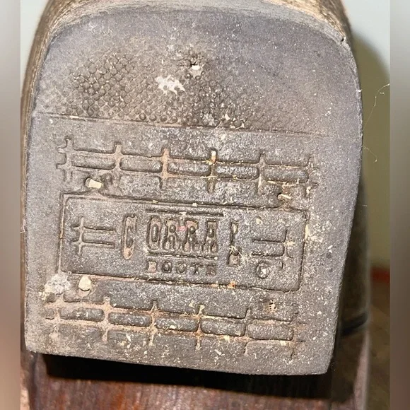 Corral Teens Cowboy Boots Size 4.5 Brown Leather  Stitched Cowgirl Mid Calf Shoe - Picture 5 of 8